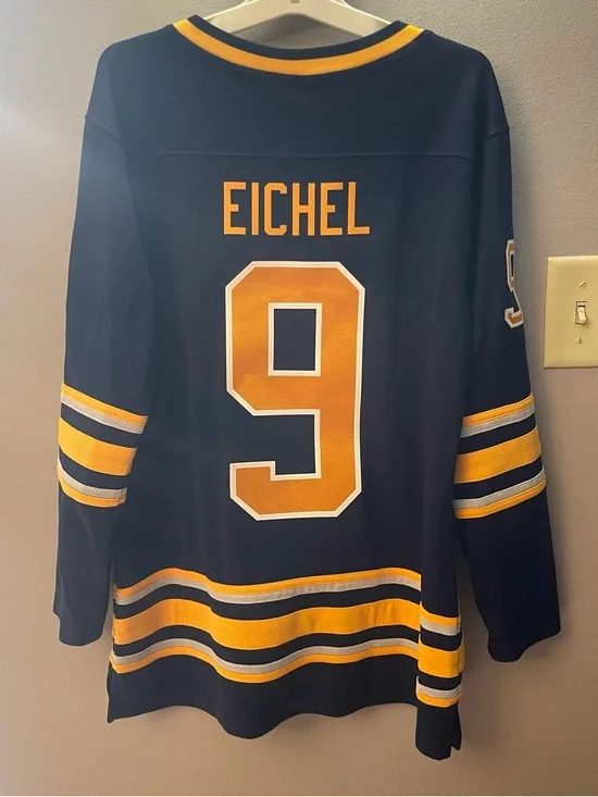 Fanatics Women’s Buffalo Sabres Jack Eichel #9 Navy NHL Hockey Jersey - Picture 2 of 3